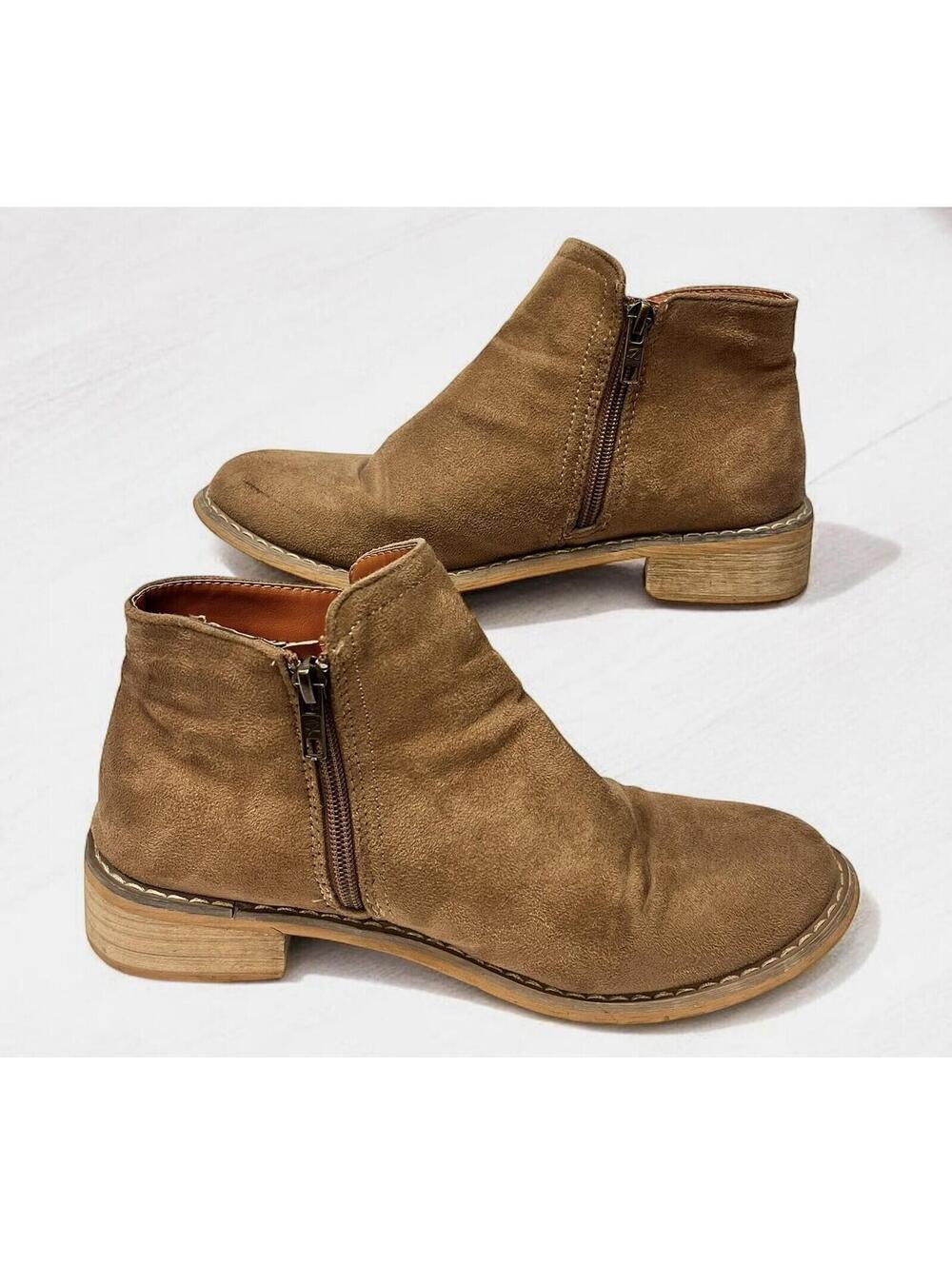 Seven 7 Cisco Kid‎ Bootie Boots Womens Size 8 Faux Suede Ankle Side Zip Shoes